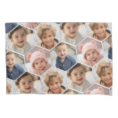 4 Foto Collage - Funky Honeycomb Hexagon Muster Kissenbezug (Vorderseite)
