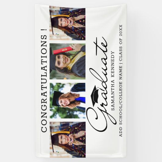 4 Foto Collage Glückwunschs Graduate 2025 Abschlus Banner (Vertikal)