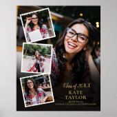 4 Foto Collage Gold Abschluss Poster (Vorne)