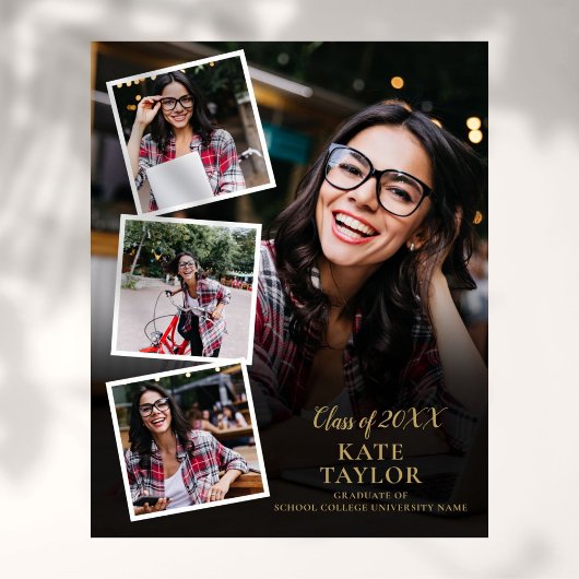 4 Foto Collage Gold Abschluss Poster