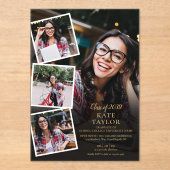 4 Foto Collage Gold Graduation Party Acryleinladungen (Vorderseite)