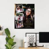4 Foto Collage Gold Graduation Party-Zeichen Poster (Heimbüro)