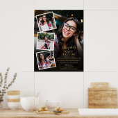 4 Foto Collage Gold Graduation Party-Zeichen Poster (Küche)