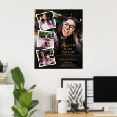 4 Foto Collage Gold Graduation Party-Zeichen Poster (Heimbüro)