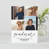4 Foto Collage Graduate Script - Abschluss Einladung (Stehend Vorderseite)