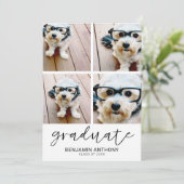 4 Foto Collage Graduate Script - Graduierungsparte Einladung (Stehend Vorderseite)