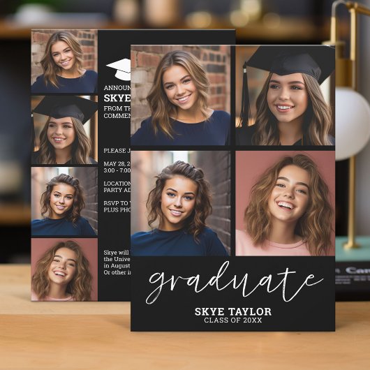 4 Foto Collage Graduate Script - Graduierungsparte Einladung