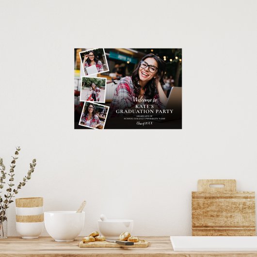 4 Foto Collage Graduation Party Welcome SIgn Poster (Küche)
