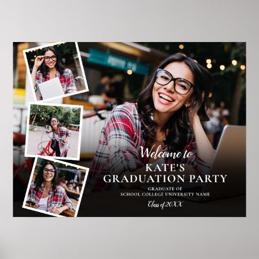 4 Foto Collage Graduation Party Welcome SIgn Poster (Vorne)