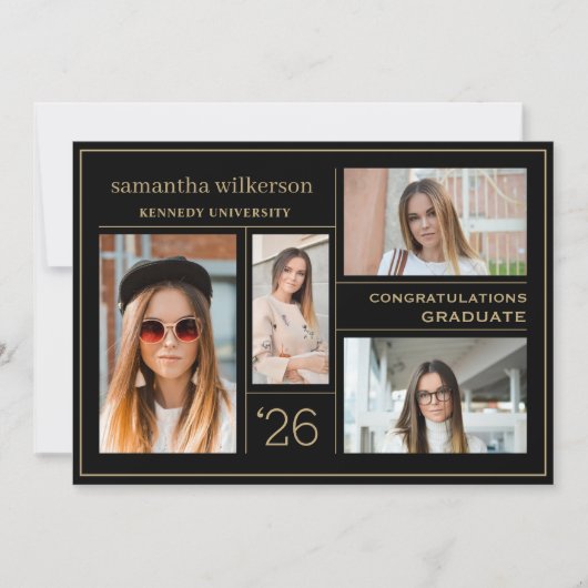 4 Foto Collage Gratulation Graduate Ankündigung (Vorderseite)