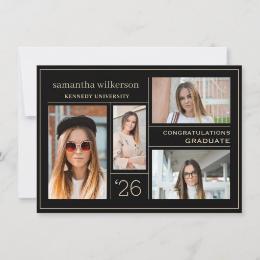 4 Foto Collage Gratulation Graduate Mitteilungskarte (Vorderseite)