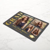 4 Foto Collage Grau & Gold Foil Grad Card Folieneinladung (Gedreht)