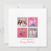 4 Foto Collage Happy Birthday Schwester Name Pink Karte (Vorderseite)