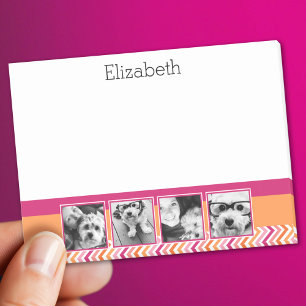 4 Foto-Collage in heißem Rosa und orangefarbenen C Post-it Klebezettel