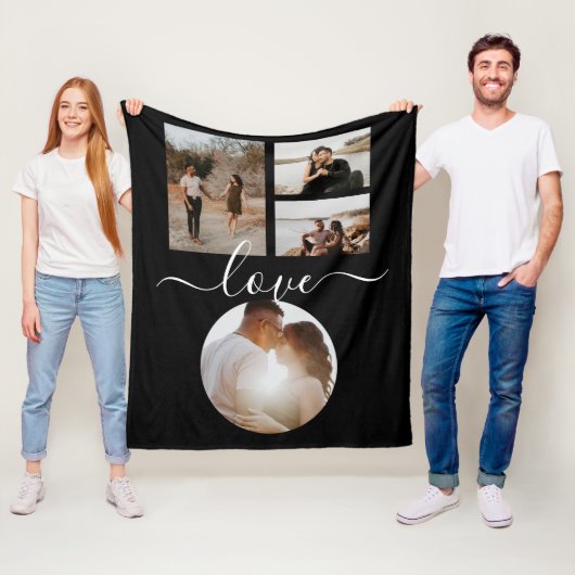 4 Foto Collage Liebe Personalisiert Fleecedecke (Beispiel)