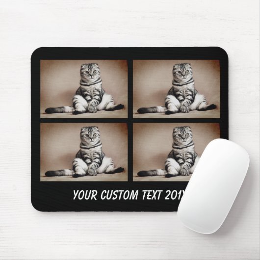 4 Foto Collage met text - kies achtergrond kleur Mousepad (Mit Mouse)