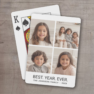 4-Foto-Collage Minimalist - Bestes Jahr überhaupt Spielkarten