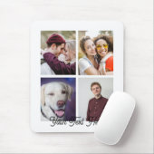 4 Foto Collage Minimalistisches Monogramm Mousepad (Mit Mouse)