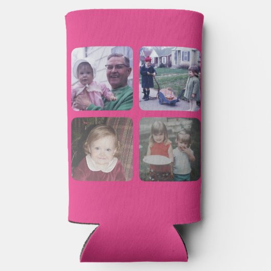 4 Foto Collage mit - Es ist ein Mädchen Whimsical Selters Dosenkühler (Rückseite)