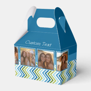 4-Foto-Collage mit farbenfrohen Chevron-Muster Geschenkschachtel