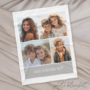 4-Foto-Collage mit modernem Textblock Fleecedecke