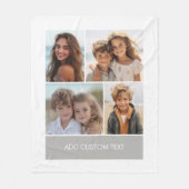 4-Foto-Collage mit modernem Textblock Fleecedecke (Vorderseite)