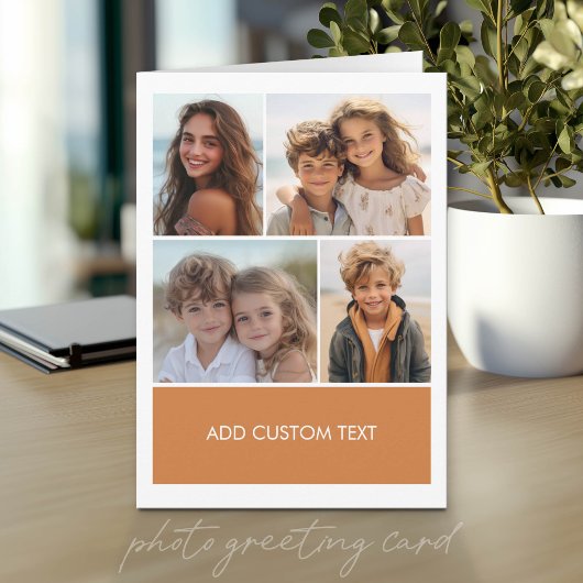 4-Foto-Collage mit modernem Textblock Karte