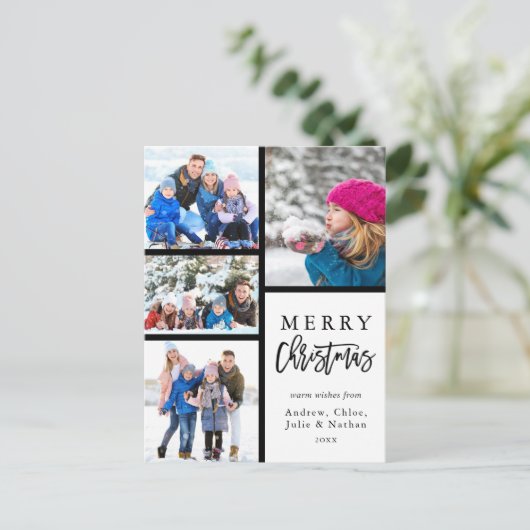 4 Foto Collage Moderne frohe Weihnachten (Stehend Vorderseite)