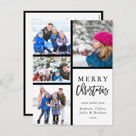 4 Foto Collage Moderne frohe Weihnachten (Vorne/Hinten)