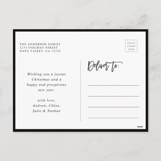 4 Foto Collage Moderne frohe Weihnachten (Rückseite)