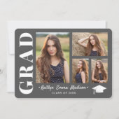 4 Foto Collage Modernes Script Grau Grad Ankündigung (Vorderseite)