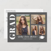 4 Foto Collage Modernes Script Grau Grad Postkarte (Vorne/Hinten)