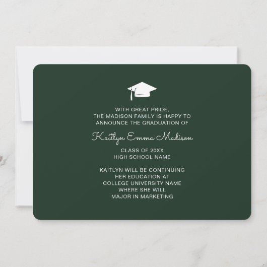 4 Foto Collage Modernes Script Green Grad Ankündigung (Rückseite)