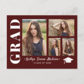 4 Foto Collage Modernes Script Red Grad Postkarte (Vorderseite)