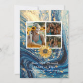 4 Foto Collage Navy Blue Sunflower Abschluss Ankündigung (Vorderseite)