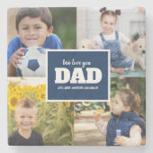 4 Foto Collage Navy Blue Vater Wir Liebe Sie Vater Steinuntersetzer (Vorderseite)