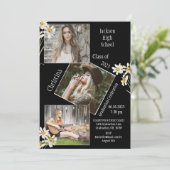 4 Foto Collage Personalisiert Daisy Abschluss Ankündigung (Stehend Vorderseite)