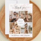 4 Foto Collage Pink Floral Wedding Vielen Dank Dankeskarte