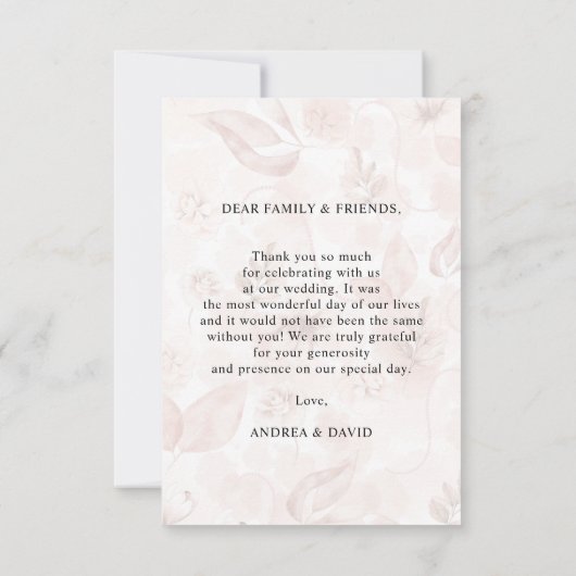 4 Foto Collage Pink Floral Wedding Vielen Dank Dankeskarte (Rückseite)