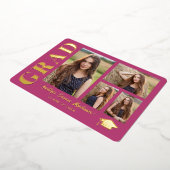 4 Foto Collage Pink & Gold Foil Grad Card Folieneinladung (Gedreht)