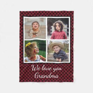 4 Foto Collage Red Buffalo Kariertes Oma Fleecedecke