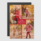 4 Foto Collage Red Christmas Magnetkarten Magnetkarte (Vorne/Hinten)
