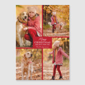 4 Foto Collage Red Christmas Magnetkarten Magnetkarte (Vorderseite)