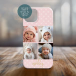 4 Foto Collage - rot-rosa Punkte, Gold-Script Case-Mate iPhone 14 Hülle<br><div class="desc">Ein weiches pastellrosa Polka Punktmuster mit 4 Fotos und Namen in einem Goldskript. Verwenden Sie bis zu vier quadratische oder selbstständige Fotos,  um ein einzigartiges und persönliches Geschenk zu schaffen. Wenn Sie die Bilder anpassen müssen,  klicken Sie auf das Werkzeug anpassen,  um Änderungen vorzunehmen.</div>