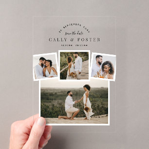 4-Foto-Collage Save-the-Date Klar  Acryleinladungen