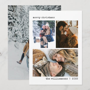 4 Foto-Collage Schreibmaschine Minimalistisches We Feiertagskarte
