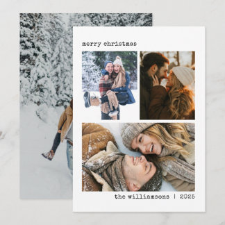 4 Foto-Collage Schreibmaschine Minimalistisches We Feiertagskarte