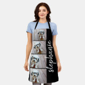 4 Foto Collage - schwarz mit weißem Skriptnamen Schürze (Getragen)