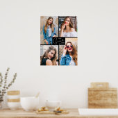 4-Foto-Collage Schwarze Abschlussfeier Poster (Küche)