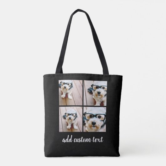 4 Foto Collage Schwarzes Gitter und moderne weiße Tasche (Rückseite)